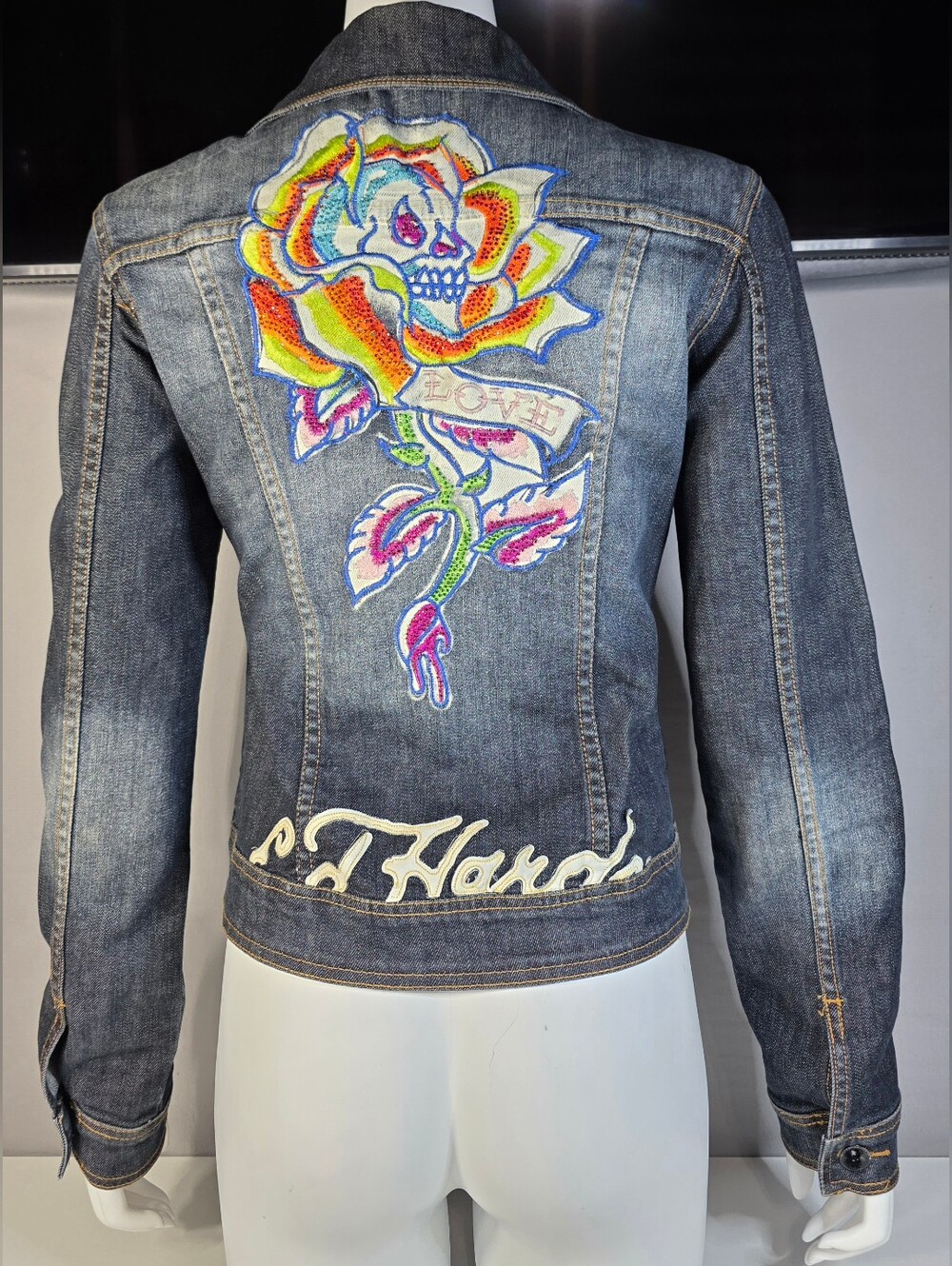 Ed Hardy by Christian Audigier Vintage Y2K Women's Denim Jacket Size Small
